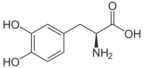 L-dopa, structural formula. Described under heading 4. Isomers.