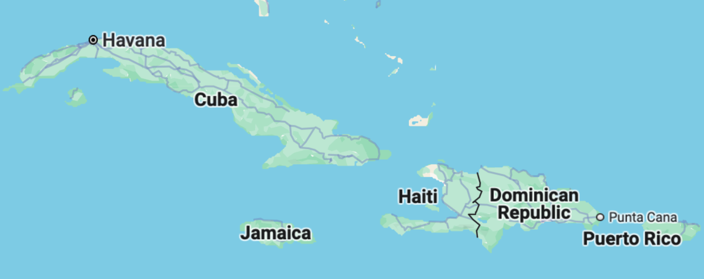 Map of Major Caribbean Islands